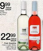 Four Cousins Extra Light White/ Light Natural Sweet Rose - 750ml Each