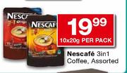 Nescafe 3-In-1 Coffee Assorted-10x20g Per Pack