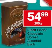 Lindt Lindor Chocolate Cornet Assorted-200g Each