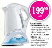 Russell Hobbs Cordless Kettle-1.7Ltr Or Steam/Spray/Surge Iron (RHI-102) Each