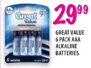 Great Value 6 Pack AAA Alkaline Batteries