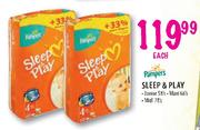 Pampers Sleep & Play Junior-58's/Maxi-68's/Midi-78's Each