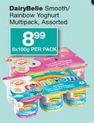 Dairy Belle Smooth/Rainbow Yoghurt Multipack Assorted-6x100g Per Pack