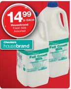 Checkers Housebrand Fresh Milk Assorted-2l Each