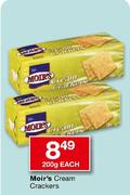 Moir's Cream Crackers-200g Each