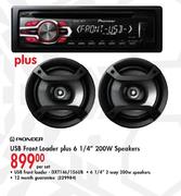 Pioneer USB Front Loader Plus 6 1/4" 200W Speakers-Per Set