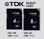 TDK Memory Cards SDHC 8GB Card
