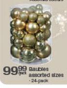  Baubles Assorted Sizes-24 Pack