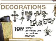Pewter Christmas Tree Decorations Assorted-Each