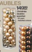 Christmas Baubles Assorted Colours-50 Pack