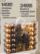  Bauble & Ornament Assorted Colours-100 Pack