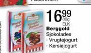 Berggold Sjokolades (Vrugtejogurt/Kersiejogurt)-80g Elk