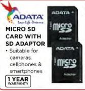 Adata Micro SD Card With SD Adaptor-2x4GB