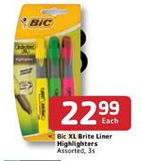 Bic XL Brite Liner Highlighters Assorted-3's Each