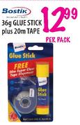 Bostik 36g Glue Stick plus 20m Tape-Per Pack