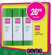 Simple Choice 3 x 40g Glue Sticks-Per Pack