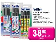 Artline 3 Pack Permanent Markers-Per 3 Pack