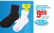 Student Prince Girls Cotton-Rich Ankle Socks-Size 9-12 Per Pair
