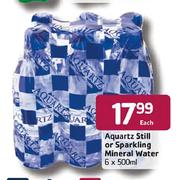Aquartz Still Or Sparkling Mineral Water-6 x 500ml Each