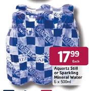 Aquartz Still Or Sparkling Mineral Water-6x500ml Each