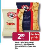 Bakers Mini Blue Label Marie-40g/Mini Tennis-50g/Mini Eet-Sum-Mor-50g Each