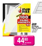 Flip File A4 Plastic Filing Pockets-100 Sleeves