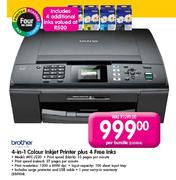 Brother 4-In-1 Colour Inkjet Printer (MFC-J220) Plus 4 Free Inks