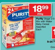 Purity Stage 2/3 Mix With Water Baby Cereal Assorted-200g Each