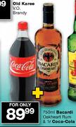 Bacardi Oakheary Rum-750ml & Coca-Cola-1Ltr