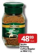 Jacobs Kronung Coffee Regular or Mild-100gm Each