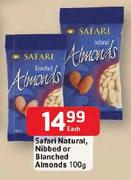 Safari Natural Nibbed Or Blanched Almonds-100g Each