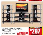 Astra Black 3 Piece Wall Unit