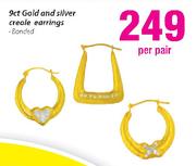 9ct Gold and Silver Create Earrings-Per Pair