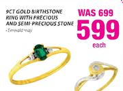 9ct Gold Birthstone Ring with Precious and Semi-Precious Stone Each