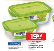 Luminarc Square-720mm Or Rectangular Glass Container With Lid-370mm Each