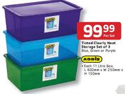 Addis Clearly Neat Storage Set Of 3- Blue, Green, Purple