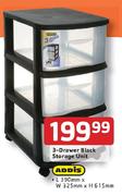 Addis 3-Drawer Black Storage Unit-Each