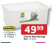 Addis Clearly Neat Storage Box 15ltr-Each