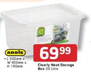 Addis Clearly Neat Storage Box 30ltr-Each