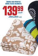 Double Bed Printed Coral Fleece Blankets 200X200Cm-Each