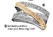 9ct Gold And Silver Cross Over Dress Ring-Each