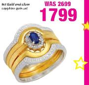 9ct Gold And Silver Sapphire Quin Set