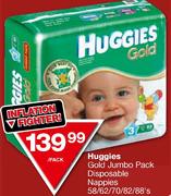 Huggies Gold Jumbo Pack Disposable Nappies-58/62/70/82/88's