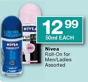 Nivea Roll-On For Men/Ladies-50ml Each