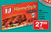I&J Homestyle Rib'd Burger Patties-400gm Each