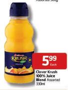  Clover Krush 100% Juice Blend Assorted-330ml Each