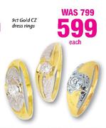 9ct Gold CZ Dress Rings - Each