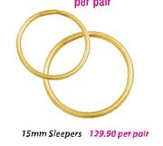 9ct Gold 15mm Sleepers-Per Pair