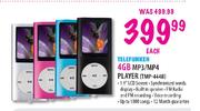 Telefunken MP3/MP4 Player-4GB Each
