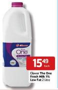 Clover The One Fresh Milk 1% Low Fat - 2Ltr Each